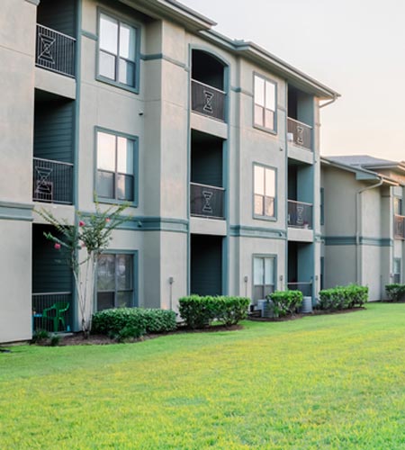 Row of apartment buildings